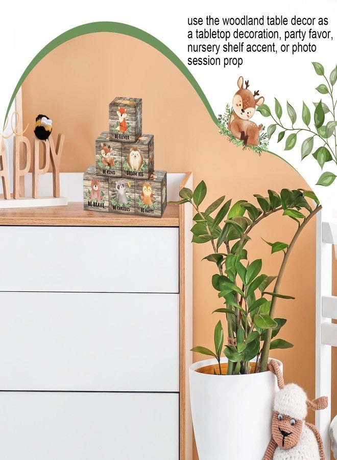 Vertintong 6 Pcs 1.6 Inch Inspirational Woodland Nursery Decor Animals Wall Decor Stuff Wooden Forest Animals Bear Raccoon Lion Fox Block Safari Creature Table Decoration (Brown) - Image 4